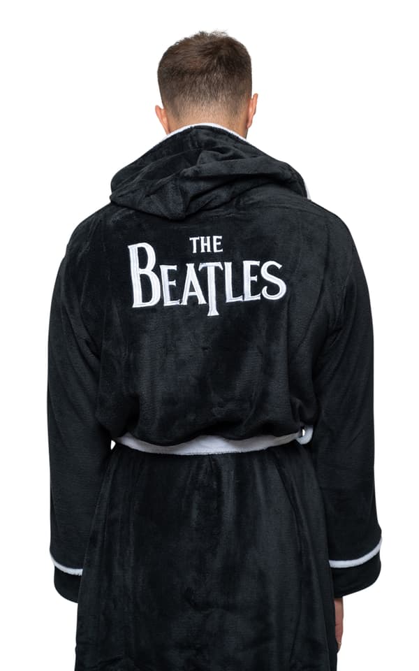 The Beatles Bathrobe Drop T Logo Official Black super soft fleece Unisex