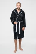 Miniatyrbild 1 av 4: The Beatles Bathrobe Drop T Logo Official Black super soft fleece Unisex