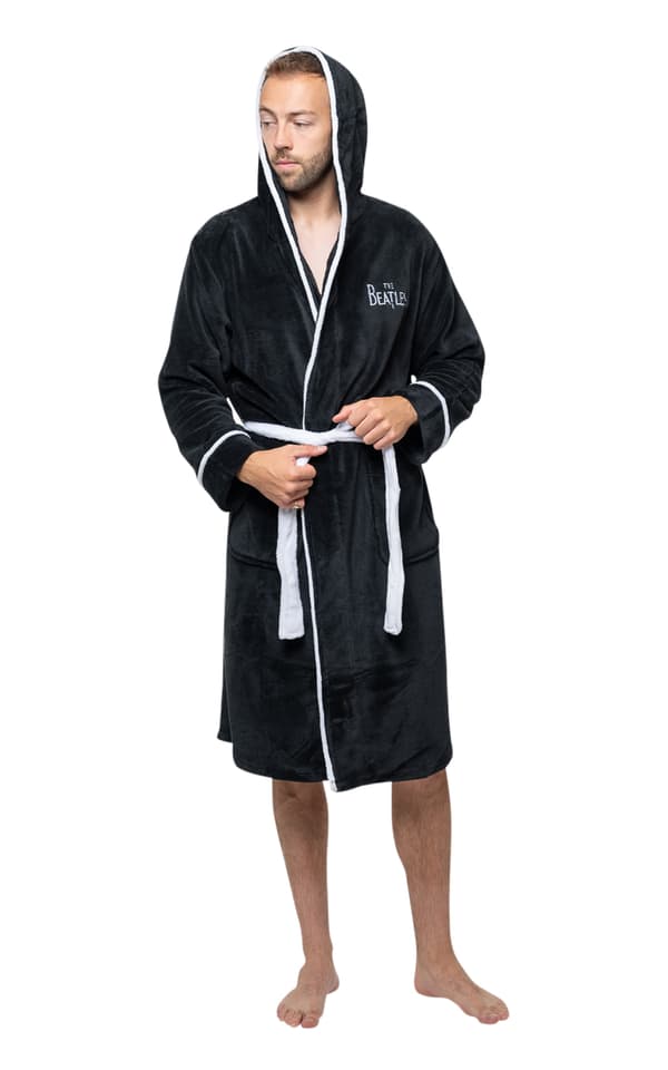 The Beatles Bathrobe Drop T Logo Official Black super soft fleece Unisex