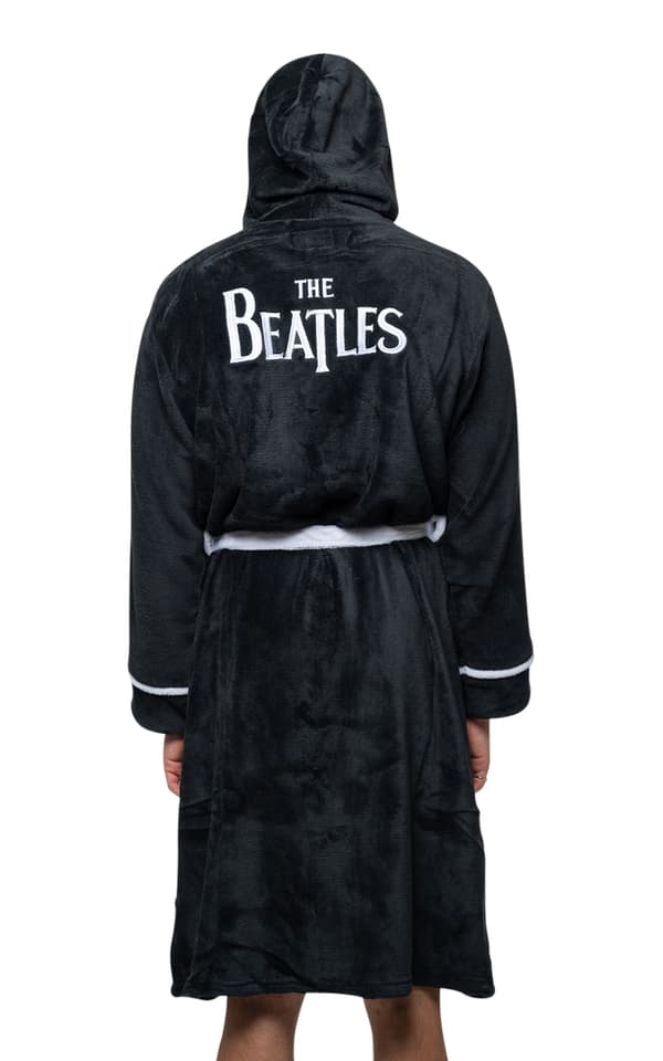 The Beatles Bathrobe Drop T Logo Official Black super soft fleece Unisex