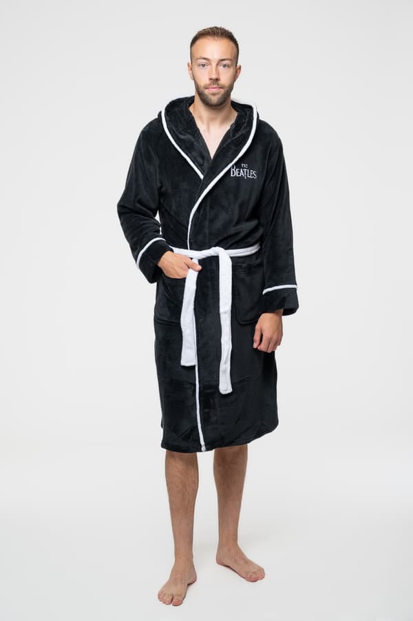 The Beatles Bathrobe Drop T Logo Official Black super soft fleece Unisex