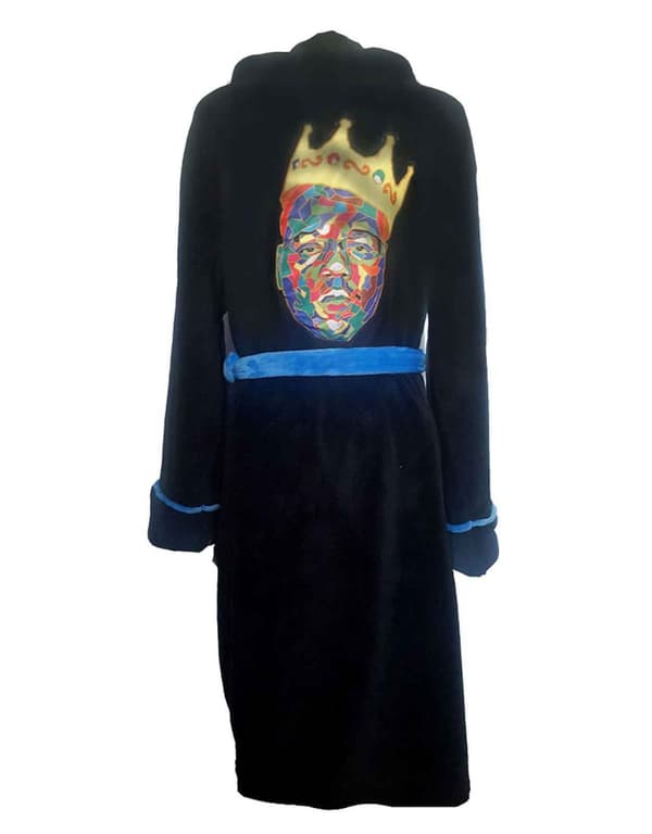 Biggie Smalls Bathrobe Crown Logo Official Black super soft fleece Unisex