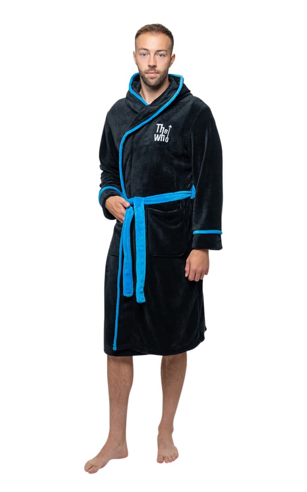 The Who Bathrobe Target Band Logo Official Black super soft fleece Unisex Black S