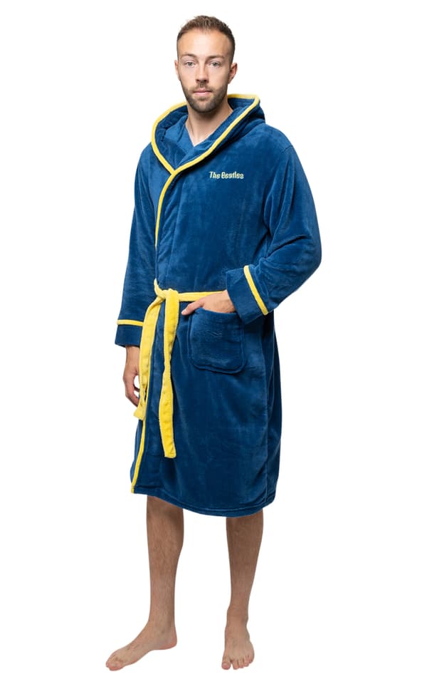 The Beatles Bathrobe Yellow Submarine Logo Official Mens Navy Blue Unisex Navy Blue S