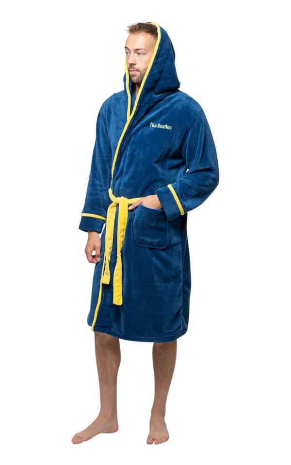 The Beatles Bathrobe Yellow Submarine Logo Official Mens Navy Blue Unisex