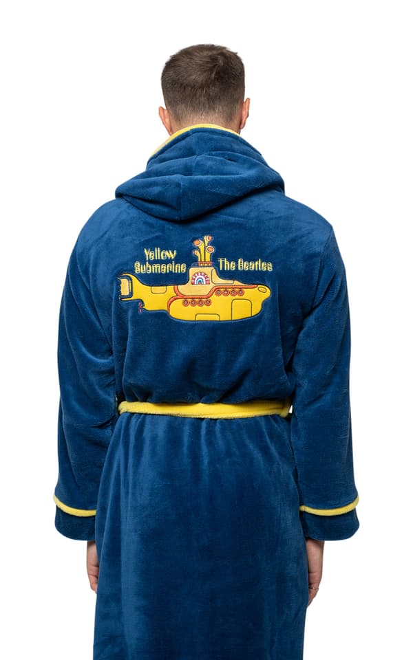 The Beatles Bathrobe Yellow Submarine Logo Official Mens Navy Blue Unisex