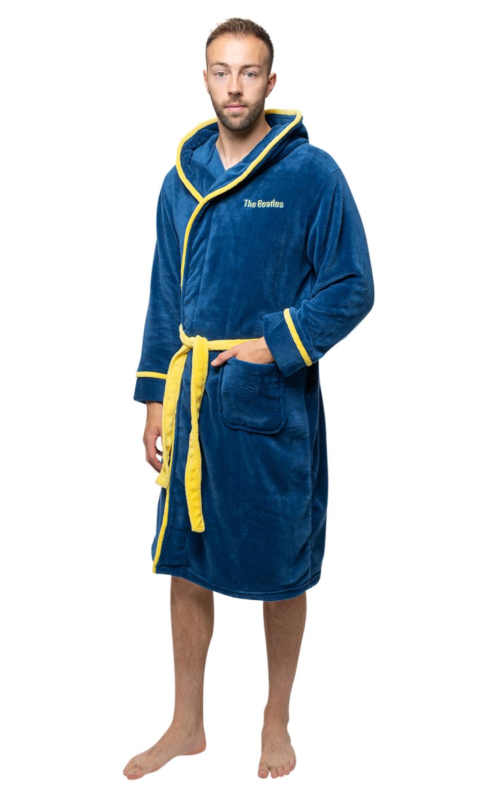 The Beatles Bathrobe Yellow Submarine Logo Official Mens Navy Blue Unisex