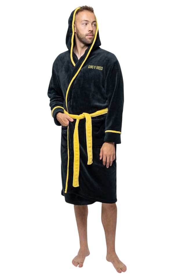 Guns N Roses Bathrobe Classic Logo Official Black super soft fleece Unisex