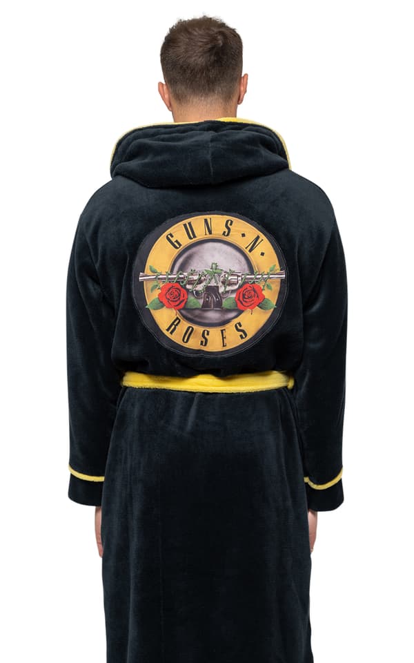 Guns N Roses Bathrobe Classic Logo Official Black super soft fleece Unisex