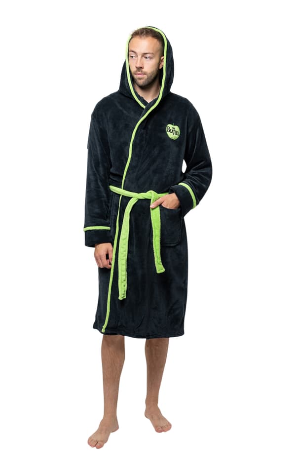 The Beatles Bathrobe Apple Logo Official Black super soft fleece Unisex