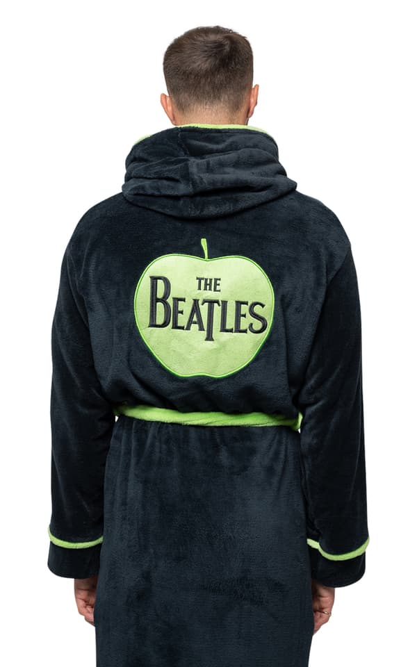 The Beatles Bathrobe Apple Logo Official Black super soft fleece Unisex