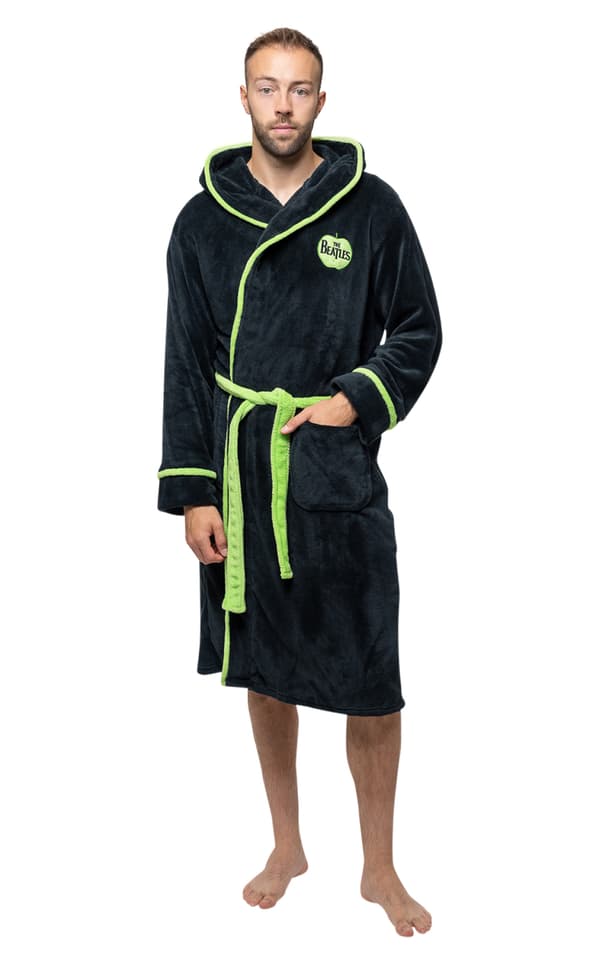 The Beatles Bathrobe Apple Logo Official Black super soft fleece Unisex Black L