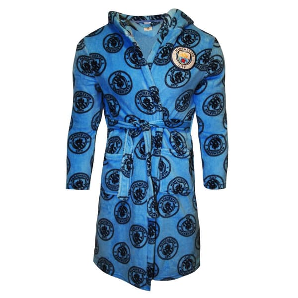 Manchester City FC Boys Dressing Gown Blue 5-6 Years