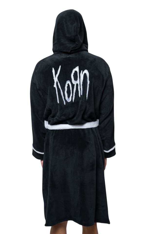 Korn Bathrobe Classic Band Logo Official Black super soft fleece Unisex