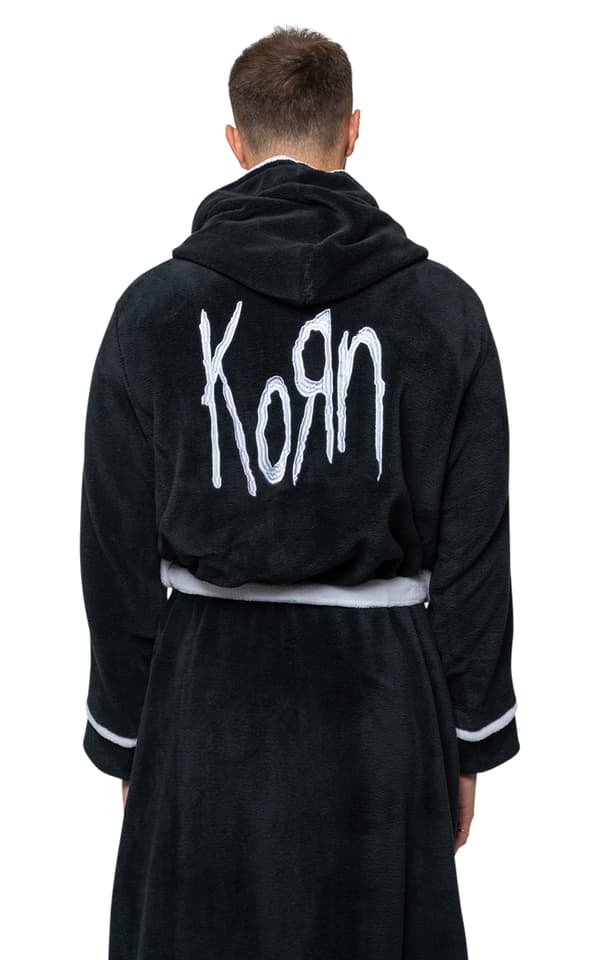 Korn Bathrobe Classic Band Logo Official Black super soft fleece Unisex