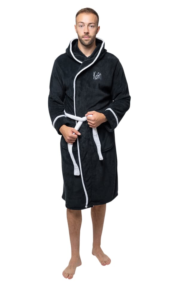 Korn Bathrobe Classic Band Logo Official Black super soft fleece Unisex
