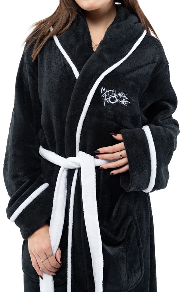 My Chemical Romance Bathrobe The Black Parade Band Logo Official Black Unisex Black L