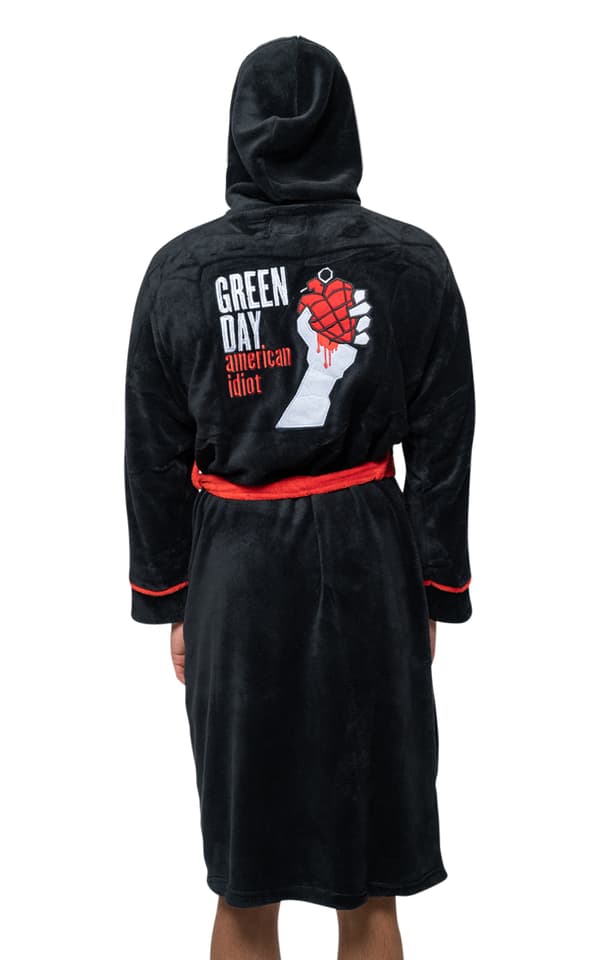 Green Day Bathrobe American Idiot Band Logo Official Black Unisex