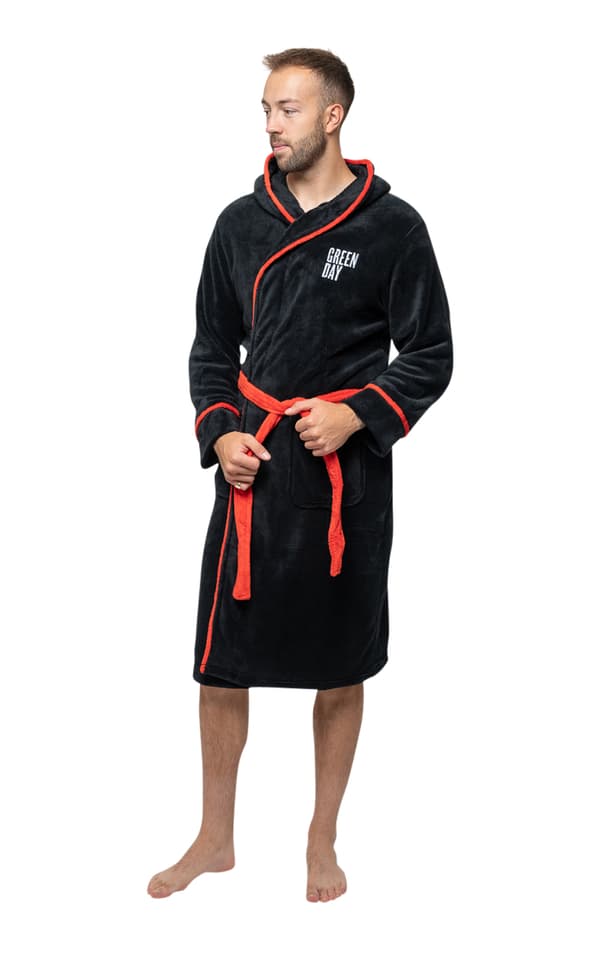 Green Day Bathrobe American Idiot Band Logo Official Black Unisex Black M