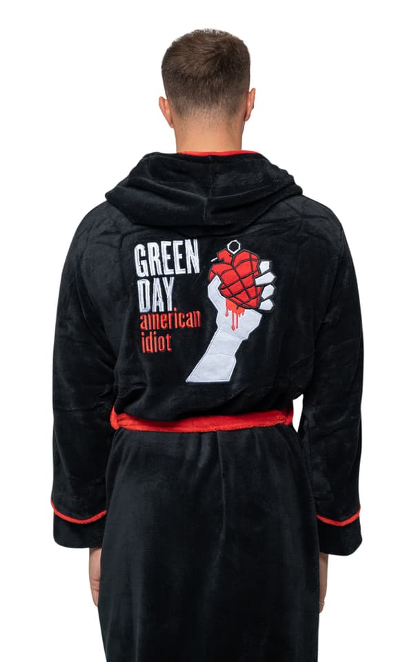Green Day Bathrobe American Idiot Band Logo Official Black Unisex