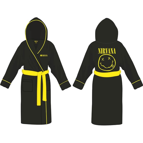 Nirvana Unisex Bathrobe: Yellow Smiley  (Medium - Large)