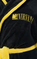 Miniatyrbild 3 av 4: Nirvana Bathrobe Yellow Smile Band Logo Official Black super soft fleece Unisex