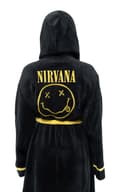 Miniatyrbild 4 av 4: Nirvana Bathrobe Yellow Smile Band Logo Official Black super soft fleece Unisex