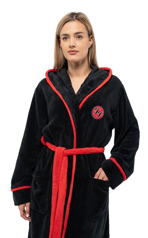 Foo Fighters Bathrobe FF Band Logo Official Black super soft fleece Unisex