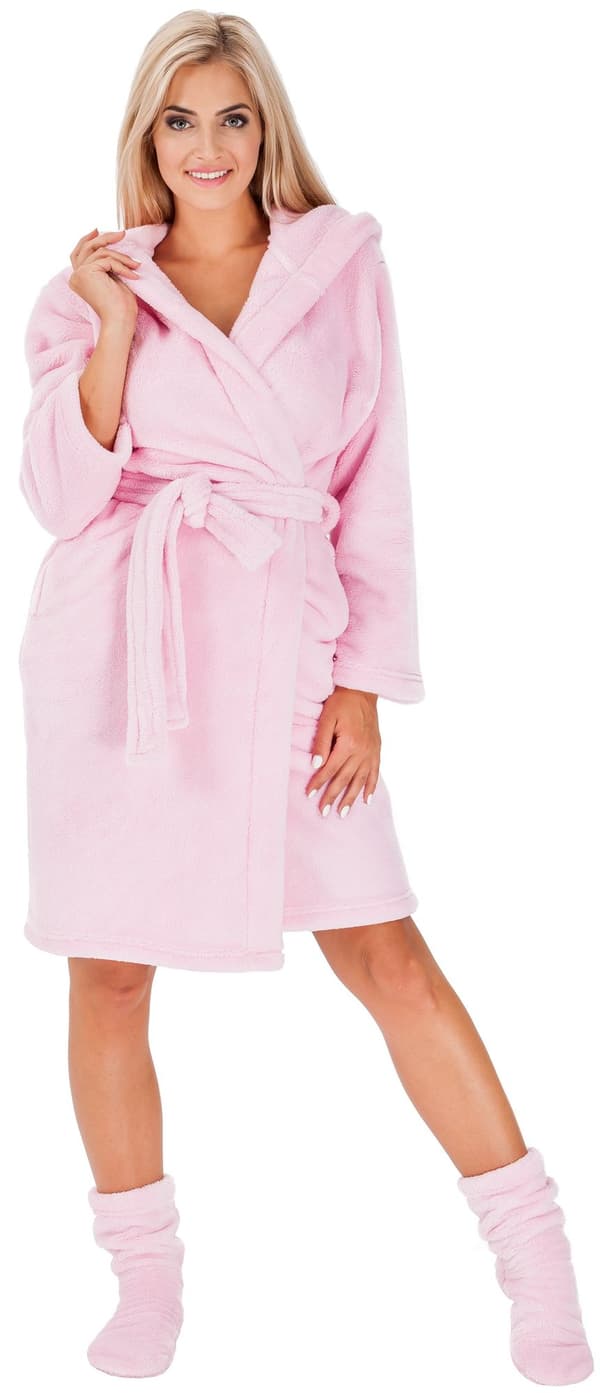 DAMEMORGENKÅBE NANCY PINK + STRØMPER L/XL