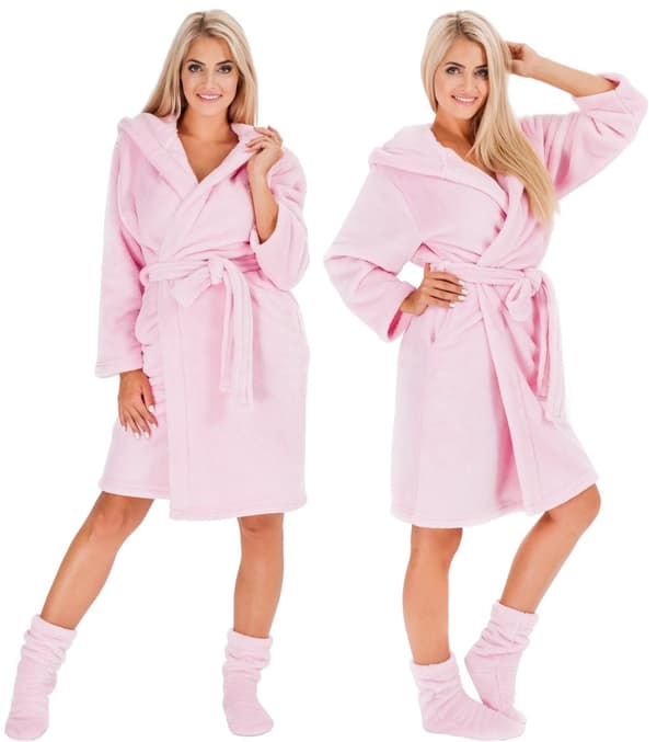 DAMEMORGENKÅBE NANCY PINK + STRØMPER L/XL