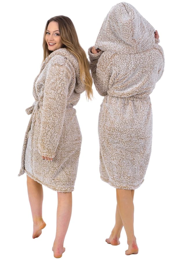 DAMEMORGENKÅBE FLUFFY BEIGE S/M