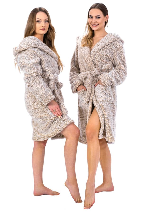 DAMEMORGENKÅBE FLUFFY BEIGE S/M