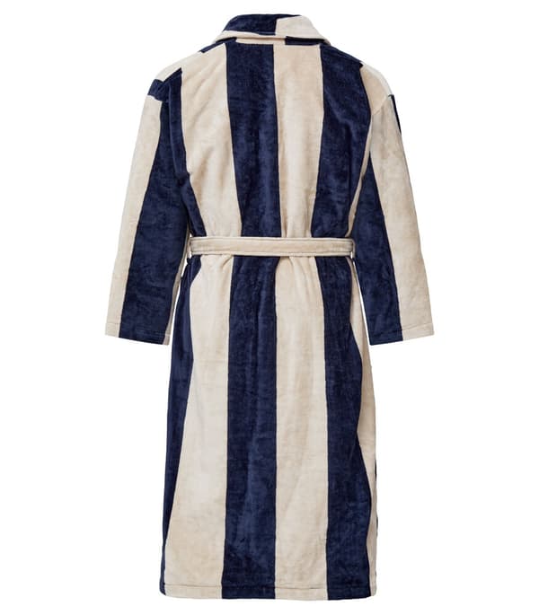 Kosta Linnewäfveri Velourbadekåpe, Navy/Sand, L/XL