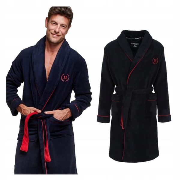 Henderson herrbadrock bastumorgonrock polyester morgonrock med fickor