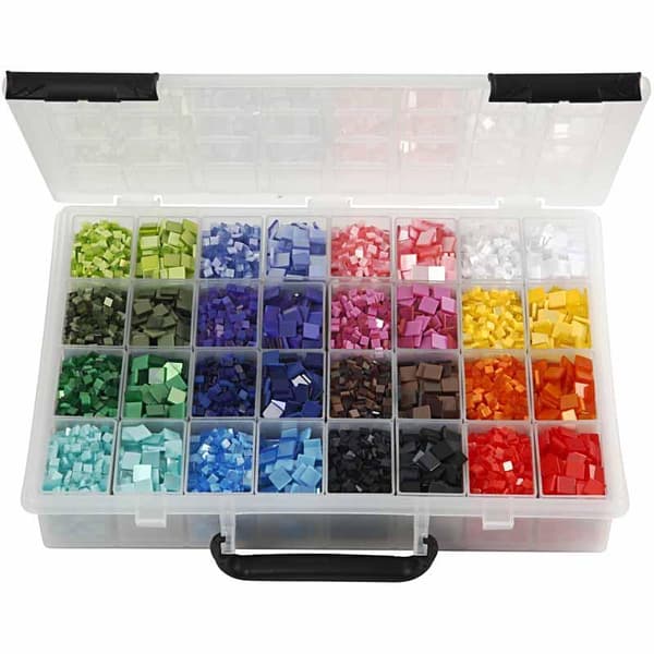 Minimosaik - stl. 5 x 5 mm - stl. 10 x 10 mm - Inkl. Sortimentsask - 32 x 25 g