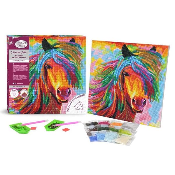 Kit Diamond Painting - Kristellkonst - Häst - 30 x 30 cm - Flerfärgad - Från 6 år