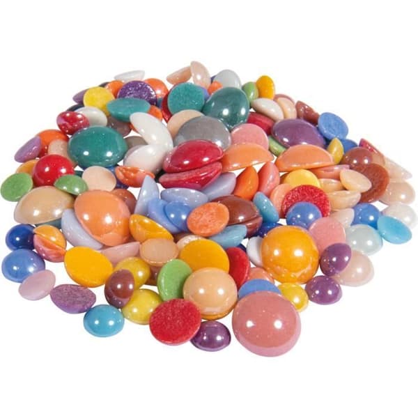 Mosaiksten - Diamant - Multifärgad - 180 g - Rund och droppformad - Glas