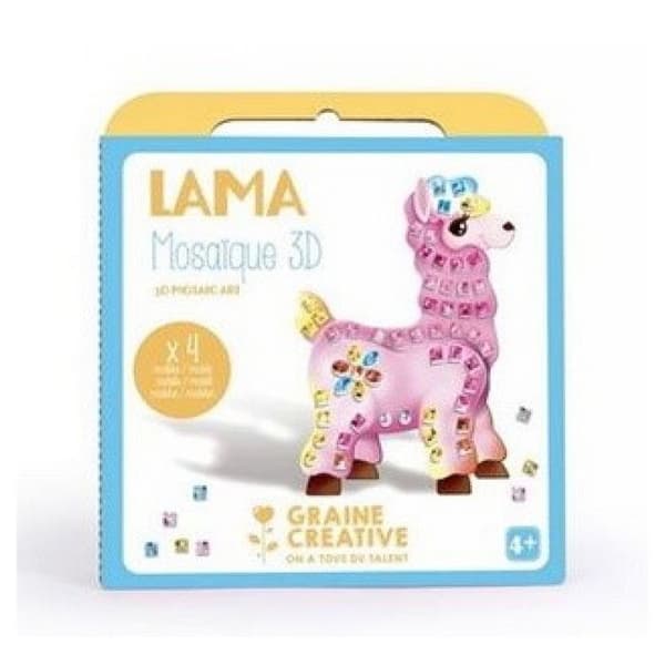 Kreativset - Lama - 4 3D mosaik kort - Flerfärgad - För barn - Unisex
