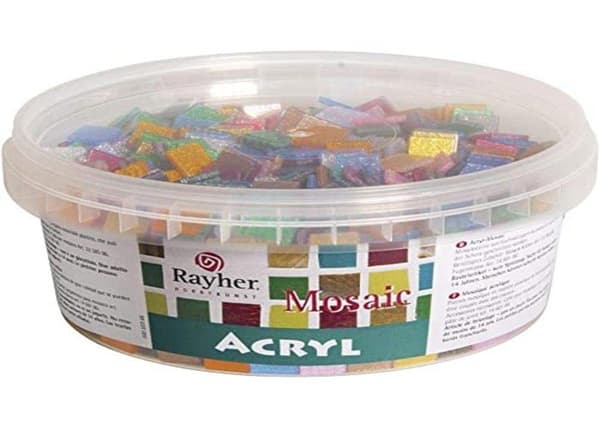 Rayher hobby - 14791999 - Rayher akrylmosaik, glittrig, 1x1cm låda 300g flerfärgad,