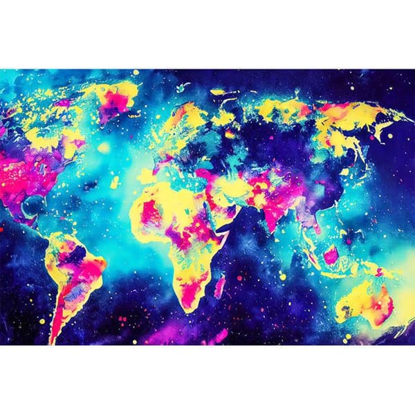 Diamantmålningssats - Världskartmodell - Planisphere - 60x40cm