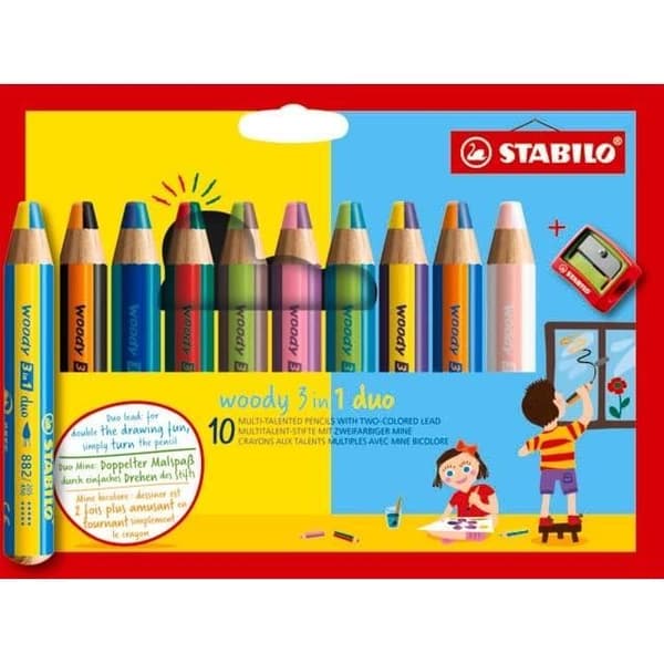 FÄRG BLYTANNOR - STABILO WOODY 3IN1 DUO - KARTONGFUTTA X 10 BENTAR