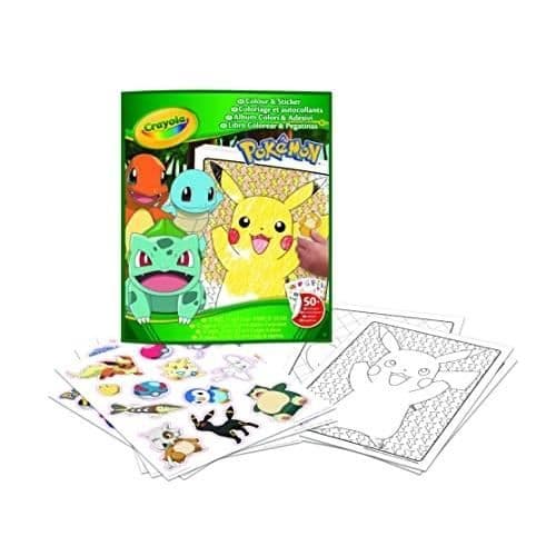 CRAYOLA - POKÉMON FÄRGALBUM MED KLISTERMÄRKE, 32 ROLIGA SIDOR