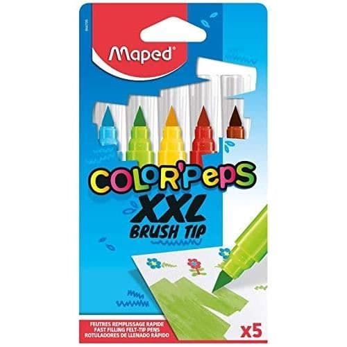 MAPED - XXL BRUSH TIP COLOR'PEPS MARKERINGAR - 5 STORA MARKERINGAR I FÄRG A