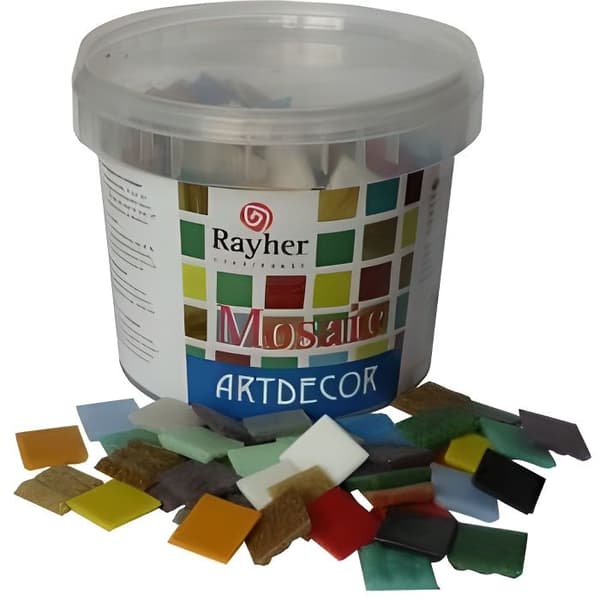 Mosaik Konstdekoration färgglada 2x2cm - Rayher - hink på 1kg