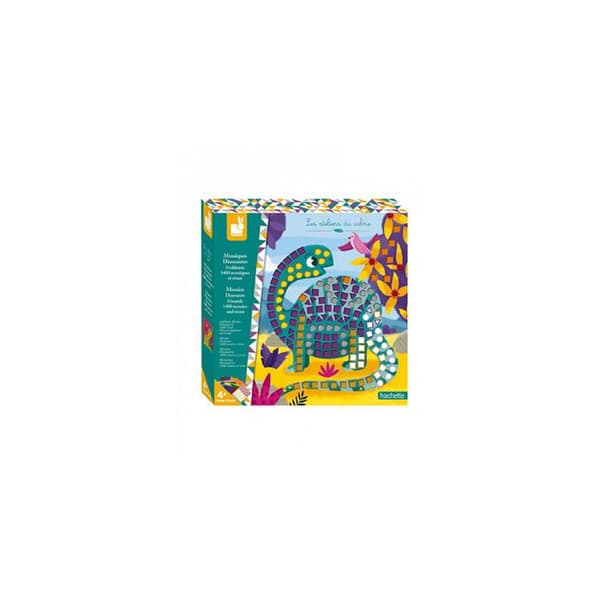 Kreativt kit - Janod - Dinosauriemosaiker - Gul - 8 målningar - 1400 skummosaiker