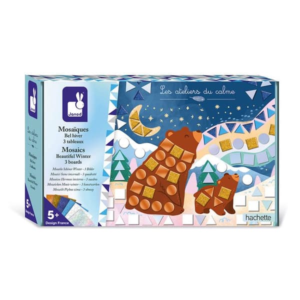 Skummosaiklåda - Vintertema - Les Ateliers du Calme - 3 tavlor - Kreativa fritidspaket för barn - Från 5 år