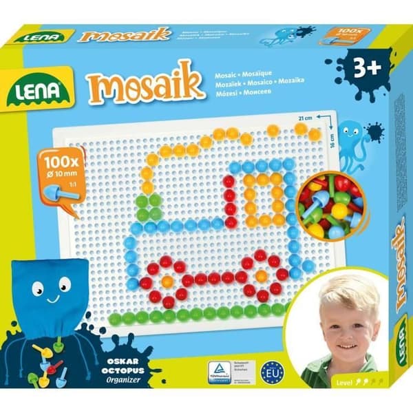 Lena 35623 Plug-in Mosaik - 100 färgade ark - Flerfärgade - För barn från 3 år och uppåt