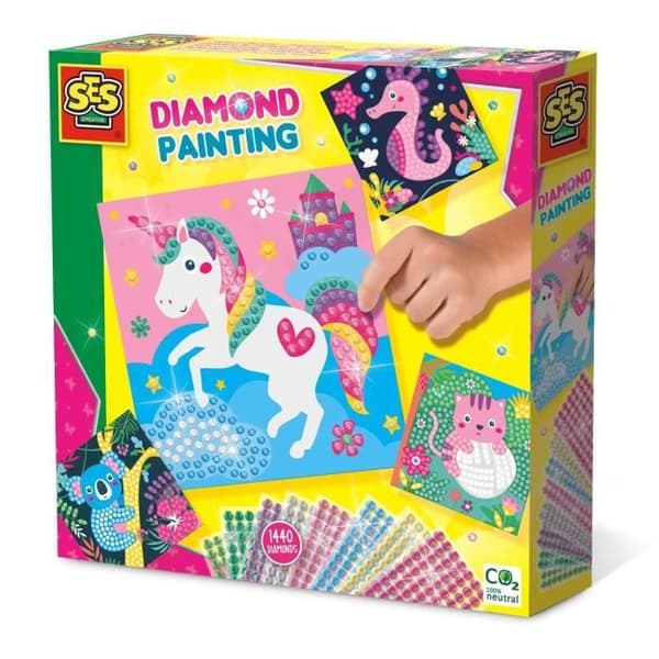 SES CREATIVE - Diamantmosaik - Glada djur - Kreativa hobbyer för barn