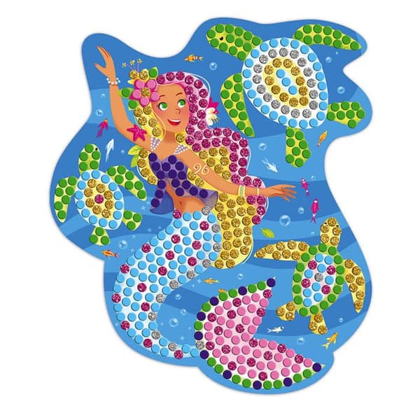 Creative Kit - Delfiner och sjöjungfrur mosaik - JANOD - Från 7 år - Manuell aktivitet för barn