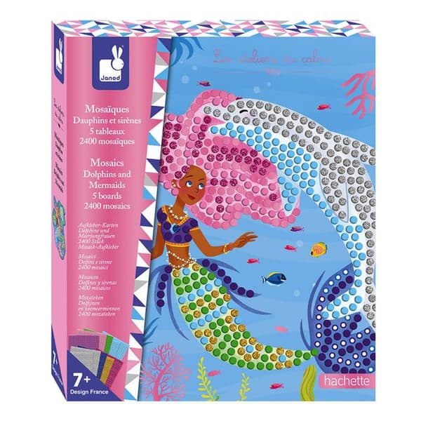Creative Kit - Delfiner och sjöjungfrur mosaik - JANOD - Från 7 år - Manuell aktivitet för barn